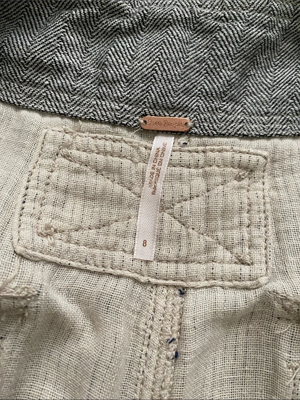 Free People Emerson Striped Linen/Rayon Blend Pants. Size 8. No Belt.